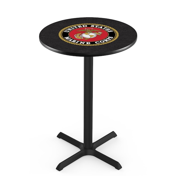 42" Blk Wrinkle U.S. Marines Pub Table